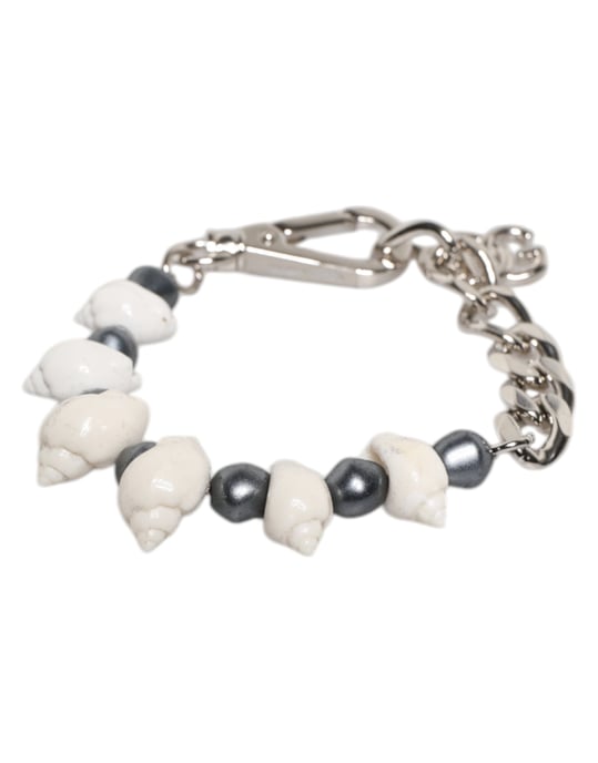 Silverfärgad Messingpärlad Snäcka DG Logotyp Hänge Armband - Image 4