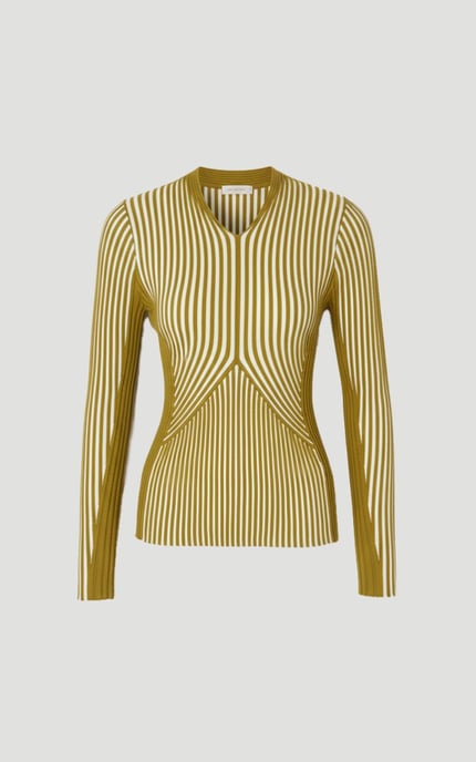 Stripe Fitted Long Sleeve Knitted Top - Image 4