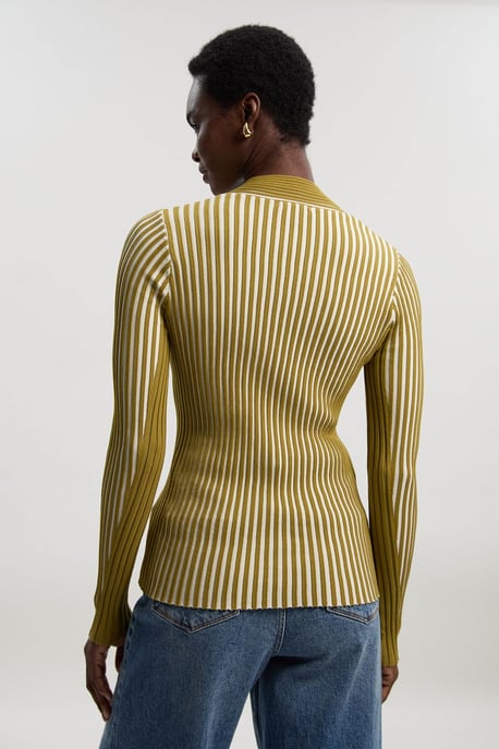 Stripe Fitted Long Sleeve Knitted Top - Image 5