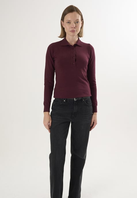 Pullover Polo Neck Buttoned Pullover - Image 2