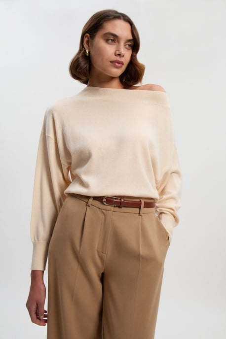 Cashmere Blend Off The Shoulder Knit Top - Image 1