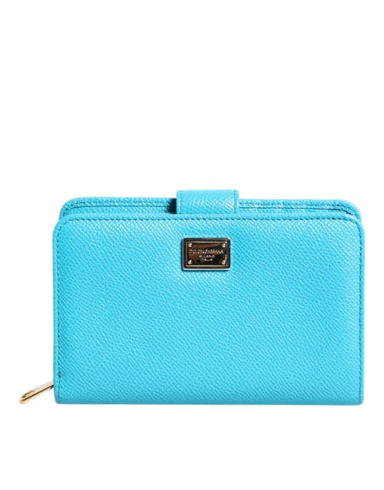 Lichtblauwe Leren Bifold Continentale Clutch Portemonnee - Image 1