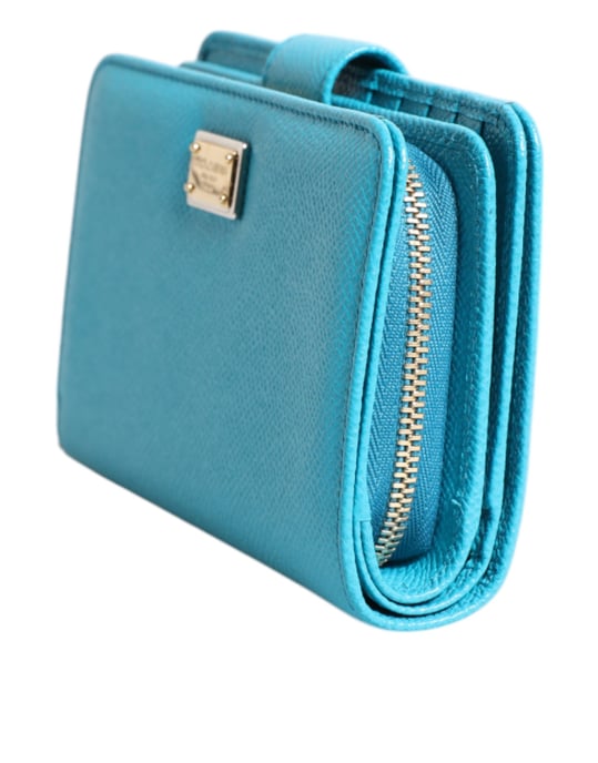 Lichtblauwe Leren Bifold Continentale Clutch Portemonnee - Image 3