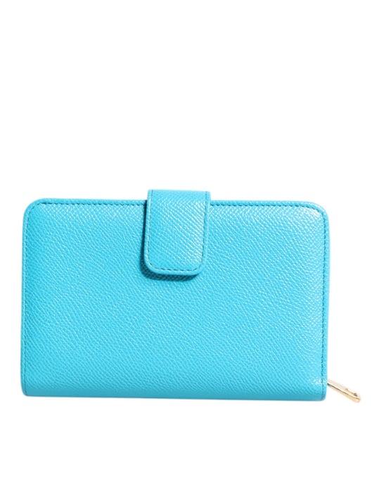Lichtblauwe Leren Bifold Continentale Clutch Portemonnee - Image 4