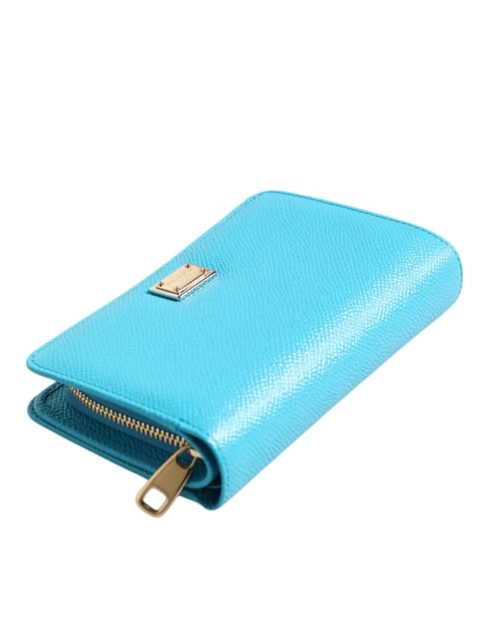 Lichtblauwe Leren Bifold Continentale Clutch Portemonnee - Image 5