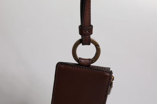 Bruine Kalfslederen Lanyard Logo Kaart Houder Portemonnee - Image 4
