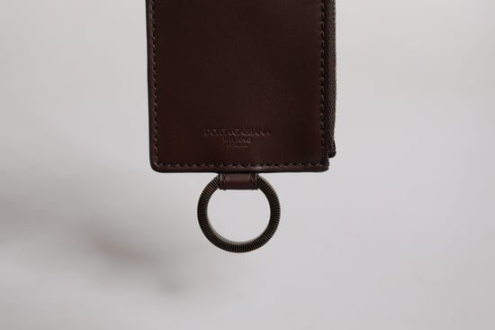 Bruine Kalfslederen Lanyard Logo Kaart Houder Portemonnee - Image 5