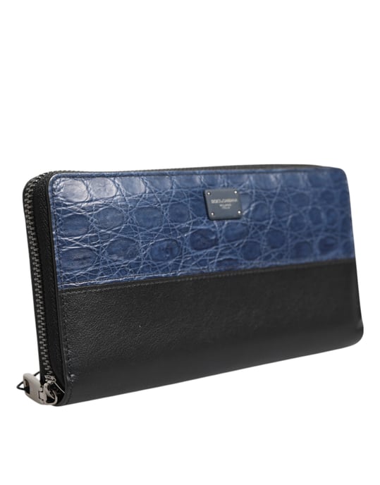 Zwarte Blauw Exotisch Leren Heren Continental Clutch Portemonnee - Image 2