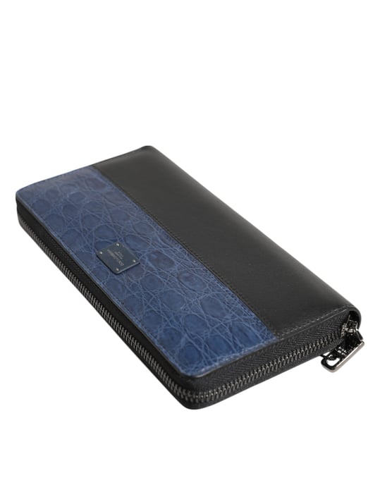 Zwarte Blauw Exotisch Leren Heren Continental Clutch Portemonnee - Image 4