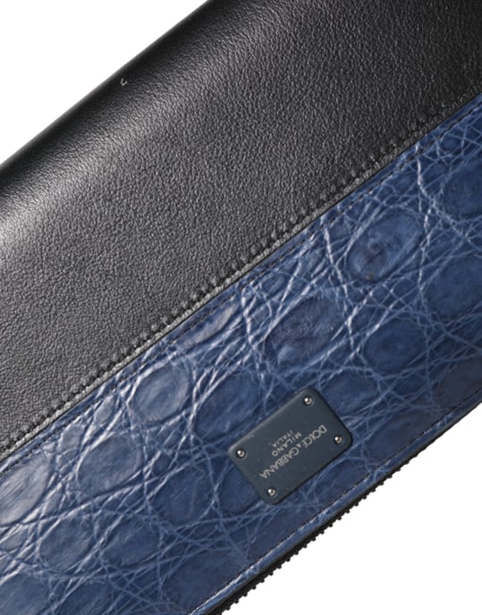 Zwarte Blauw Exotisch Leren Heren Continental Clutch Portemonnee - Image 5