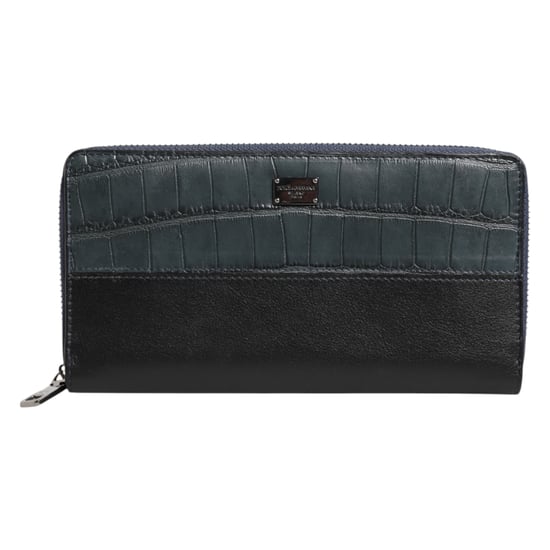 Zwarte Blauwe Exotische Leren Heren Continental Clutch Portemonnee - Image 1