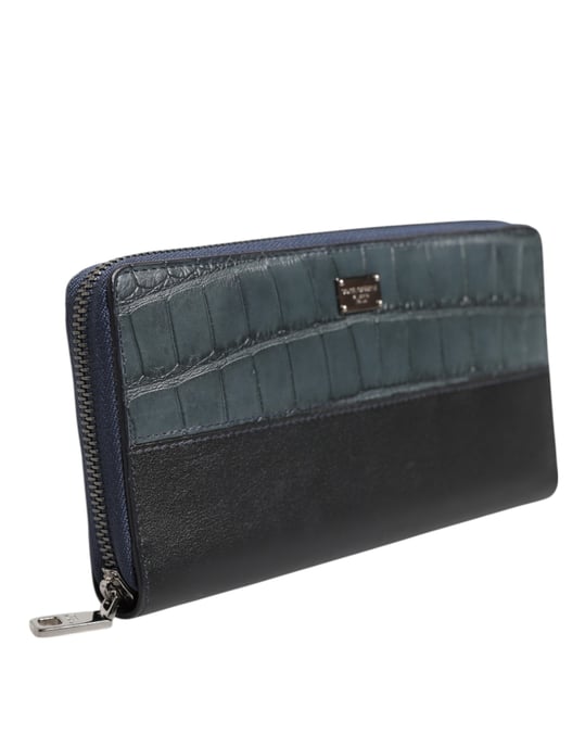 Zwarte Blauwe Exotische Leren Heren Continental Clutch Portemonnee - Image 2
