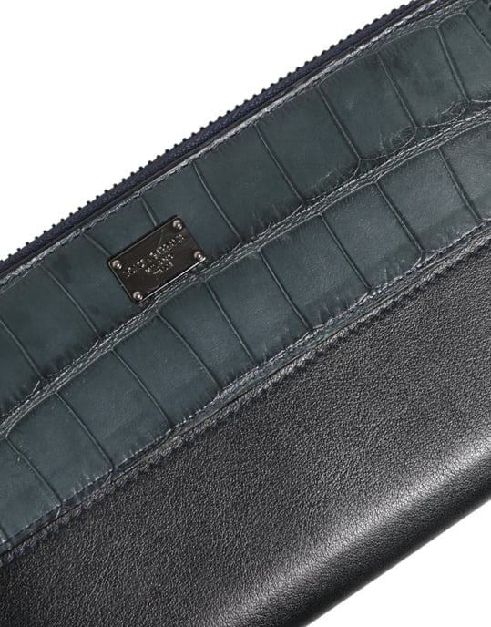 Zwarte Blauwe Exotische Leren Heren Continental Clutch Portemonnee - Image 5