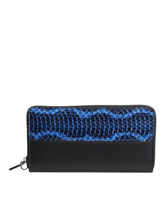Zwart Blauw Exotisch Leer Geïmpregneerd Continental Portemonnee - Image 4