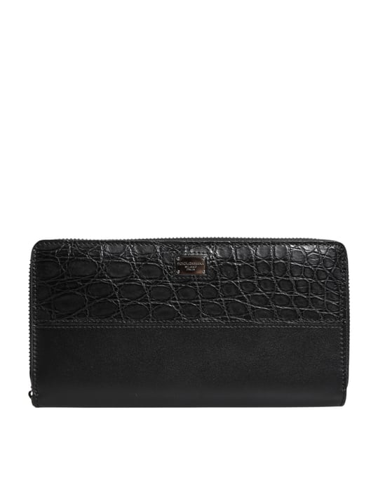 Zwart Leren Logo Plaque Zip Around Continental Portemonnee - Image 1