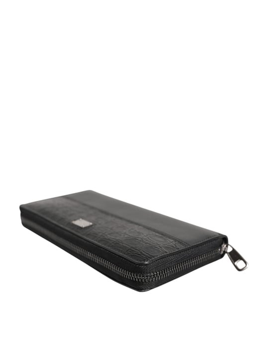 Zwart Leren Logo Plaque Zip Around Continental Portemonnee - Image 4