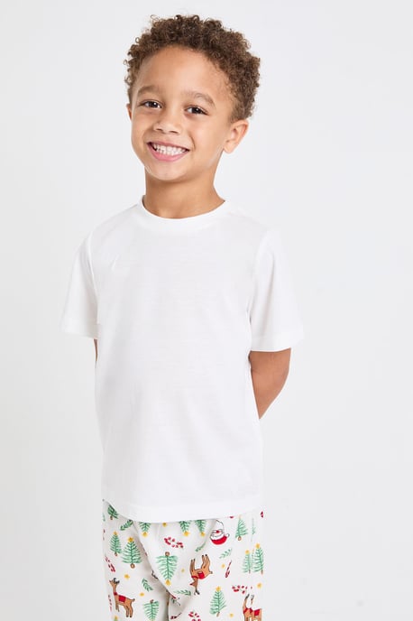 Kids Matching Family Christmas Print Baby Fleece Short Sleeve Top & Trousers Pyjama Set - Image 4