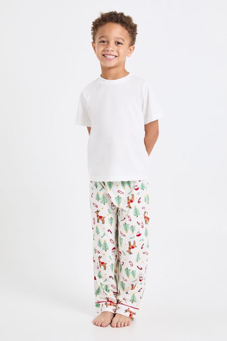 Kids Matching Family Christmas Print Baby Fleece Short Sleeve Top & Trousers Pyjama Set - Image 5
