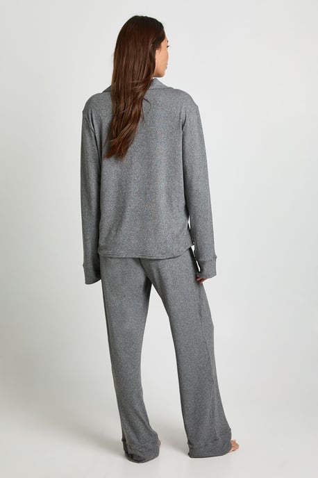 Soft Touch Button Through Shirt and Trouser Pyjama Set - Image 2