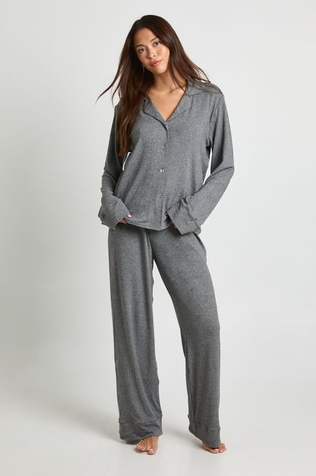 Soft Touch Button Through Shirt and Trouser Pyjama Set - Image 3