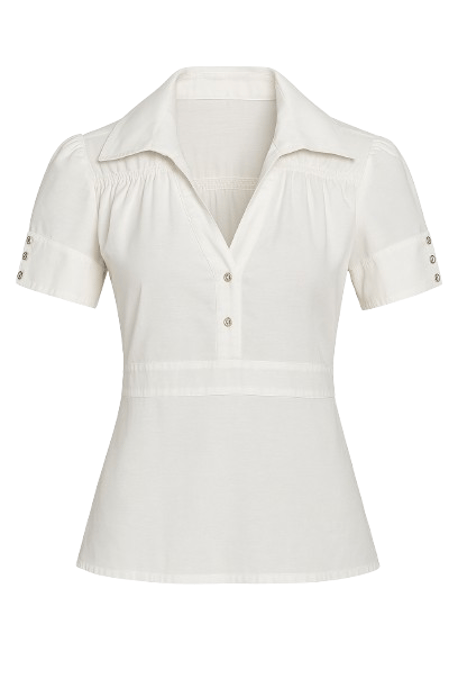 Witte blouse met knoopdetail – Klassieke elegantie met een moderne touch - Image 1