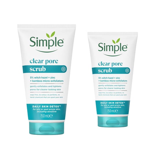 Simple Daily Skin Detox Clear Pore Scrub Smoother and Clearer Skin 150ml, 2Pk - Image 1
