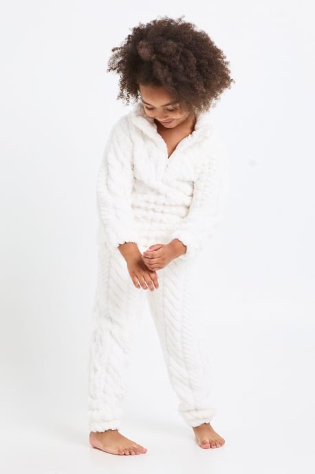 Kids Matching Family Cable Knit Fleece Zip-Up Sweatshirt & Trousers Lounge Set - Image 5