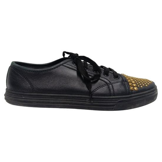Gucci California Studded Low-Top Sneakers in Black Leather - Image 1