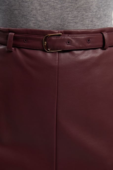 Faux Leather Tailored Midi Pencil Skirt - Image 3