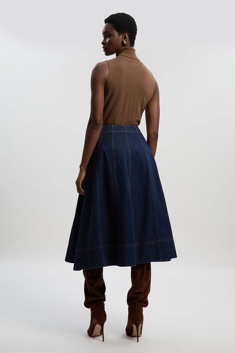 Denim Snaffle Full Midi Skirt - Image 5