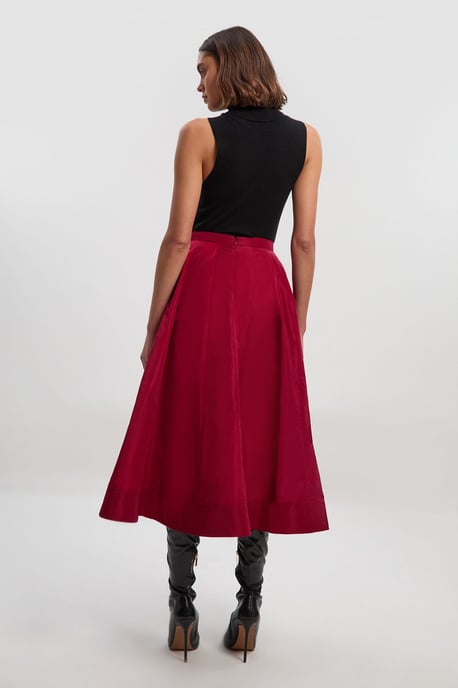 Tall Drama Taffeta Rosette Woven Midi Skirt - Image 4
