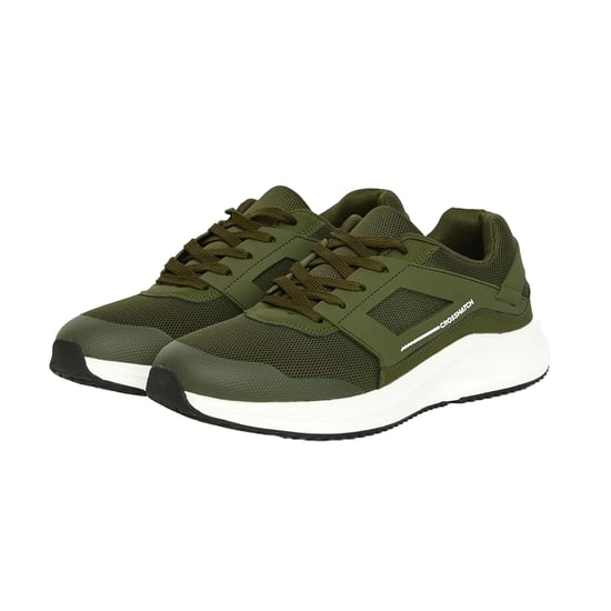 Crosshatch Heren Holywell Flyknit Sneakers (Olijf/Wit) - Image 1
