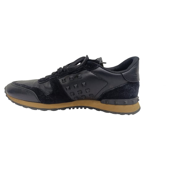 Valentino Garavani Rockrunner Lage Sneakers in Zwart Cali Leer - Image 2