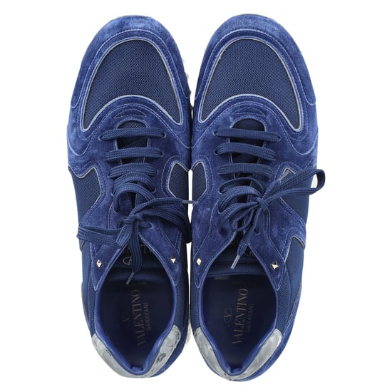 Valentino Garavani Soul AM Sneakers in Navy Blue Suede and Mesh - Image 3