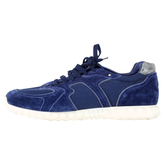 Valentino Garavani Soul AM Sneakers in Navy Blue Suede and Mesh - Image 4