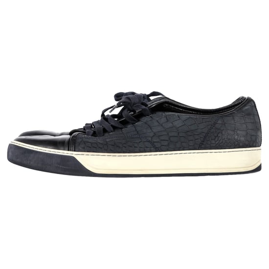 Lanvin DBB1 Skor i marinblått läder med krokodilpr prägel - Image 4