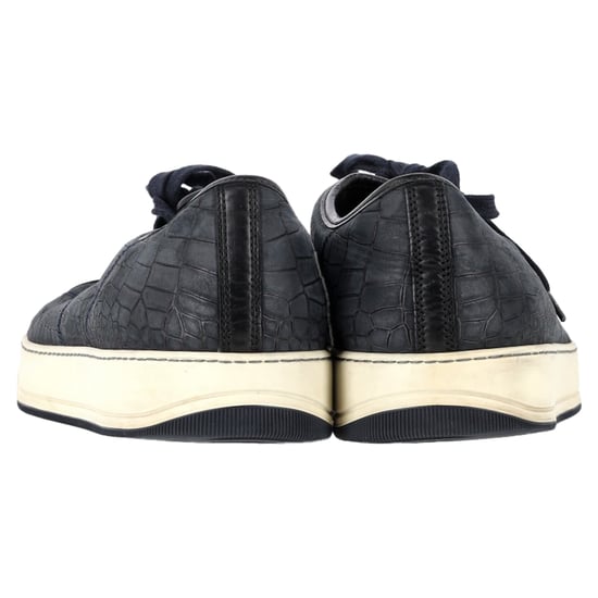 Lanvin DBB1 Skor i marinblått läder med krokodilpr prägel - Image 5