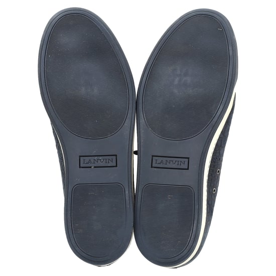 Lanvin DBB1 Skor i marinblått läder med krokodilpr prägel - Image 6