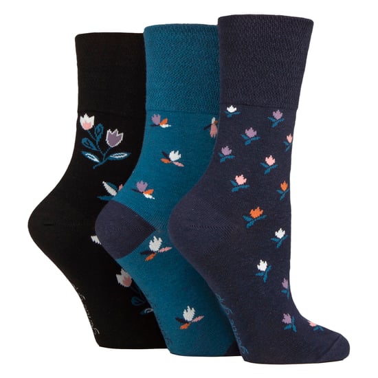 6 Pack Ladies Non Elastic Loose Top Patterned Cotton Rich Socks - Image 3
