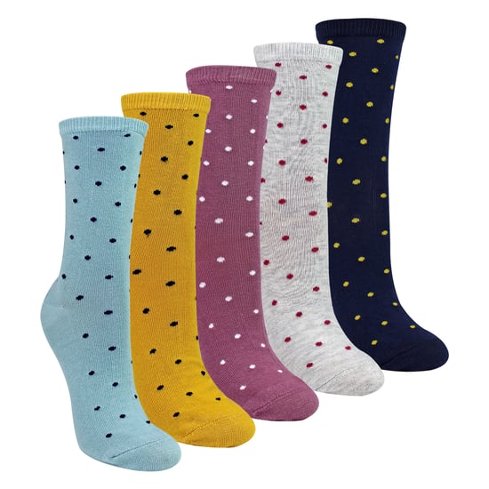 5 Par Dam Multi Prickiga Strumpor - Mjuka Bomullsrika Polka Dot Ende Strumpor - Image 1