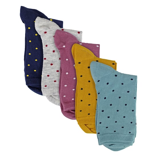 5 Par Dam Multi Prickiga Strumpor - Mjuka Bomullsrika Polka Dot Ende Strumpor - Image 3