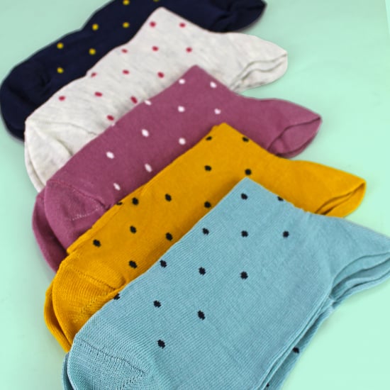 5 Par Dam Multi Prickiga Strumpor - Mjuka Bomullsrika Polka Dot Ende Strumpor - Image 5