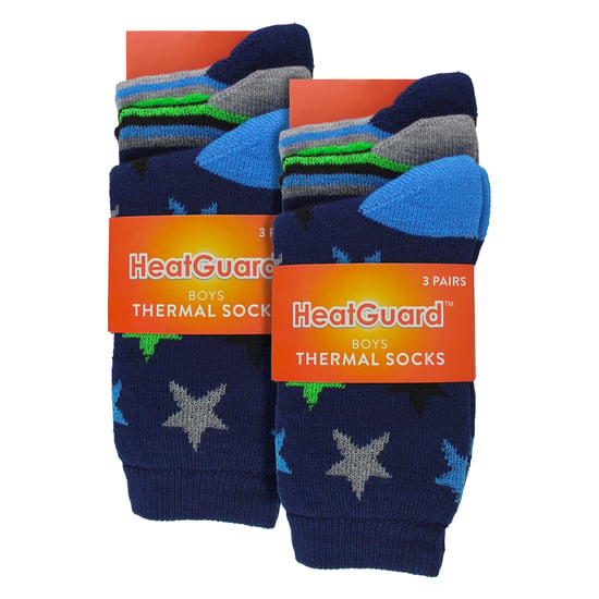 6 Pairs Boys Warm Bed Socks | Stripes & Stars Patterned Breathable Socks - Image 2
