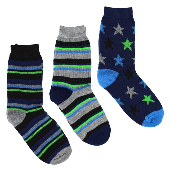 6 Pairs Boys Warm Bed Socks | Stripes & Stars Patterned Breathable Socks - Image 3