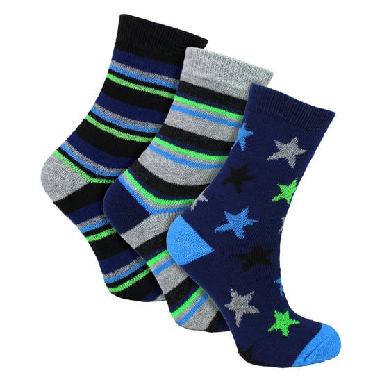 6 Pairs Boys Warm Bed Socks | Stripes & Stars Patterned Breathable Socks - Image 4