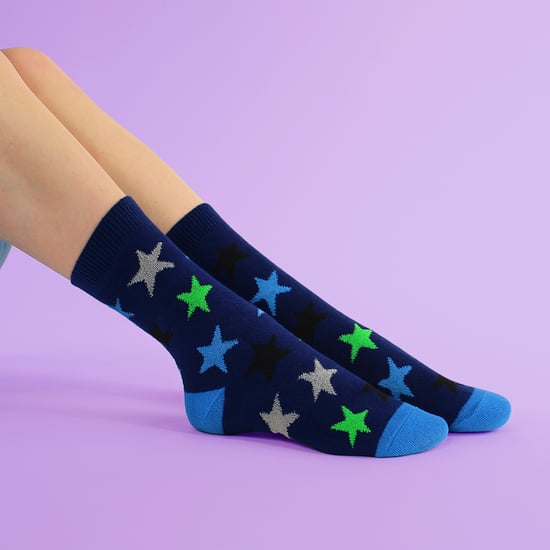 6 Pairs Boys Warm Bed Socks | Stripes & Stars Patterned Breathable Socks - Image 5