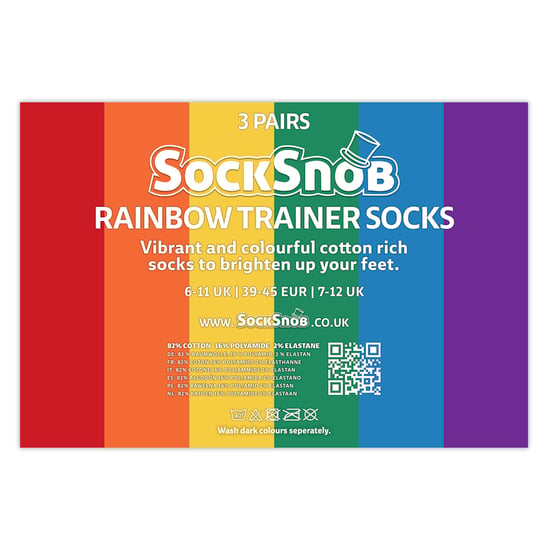 3 Pack Mens Ladies Rainbow Trainer Cotton Socks Bright Colourful Striped Socks - Image 2