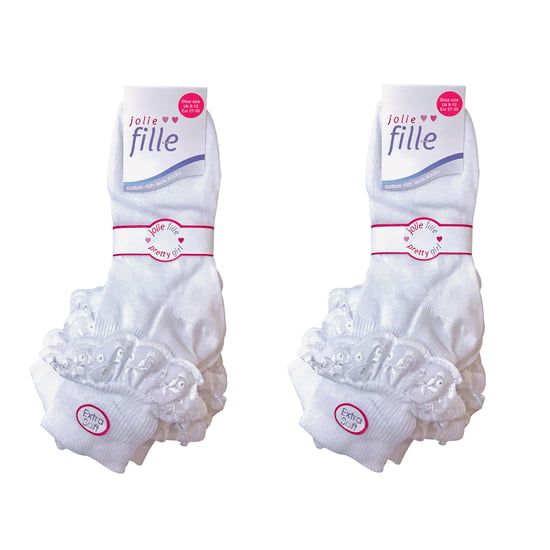 6 Pack Baby Girls White Soft Frilly Lace Socks - Image 2