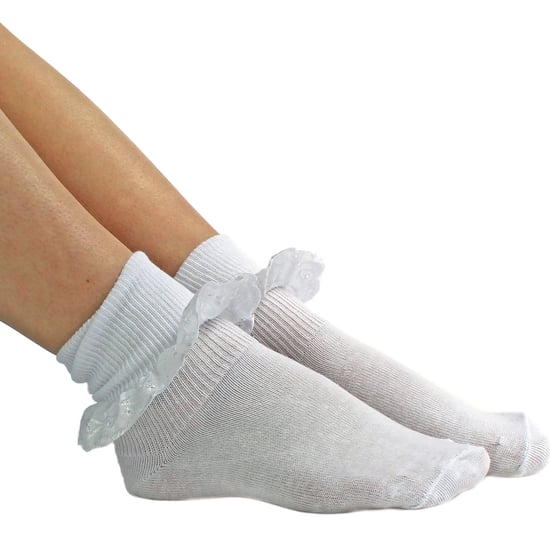 6 Pack Baby Girls White Soft Frilly Lace Socks - Image 5