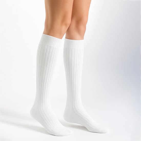 6 Pairs Ladies 100% Cotton Knee High Socks | Long Ribbed Non Elastic Top Socks - Image 3